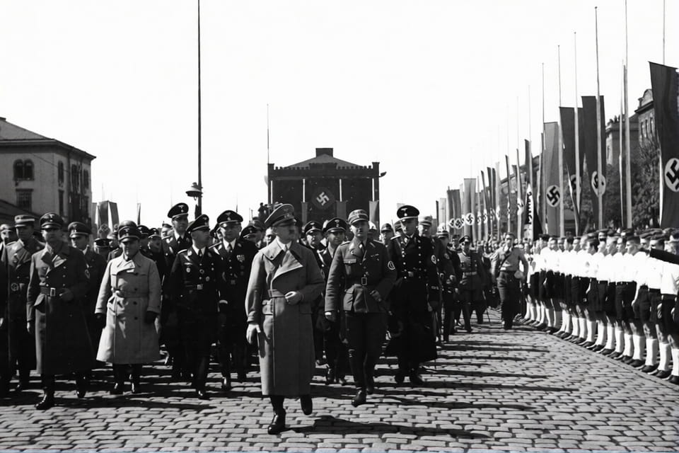 Hitler's train arriving at the Westbahnhof, Vienna, 9 April 1938