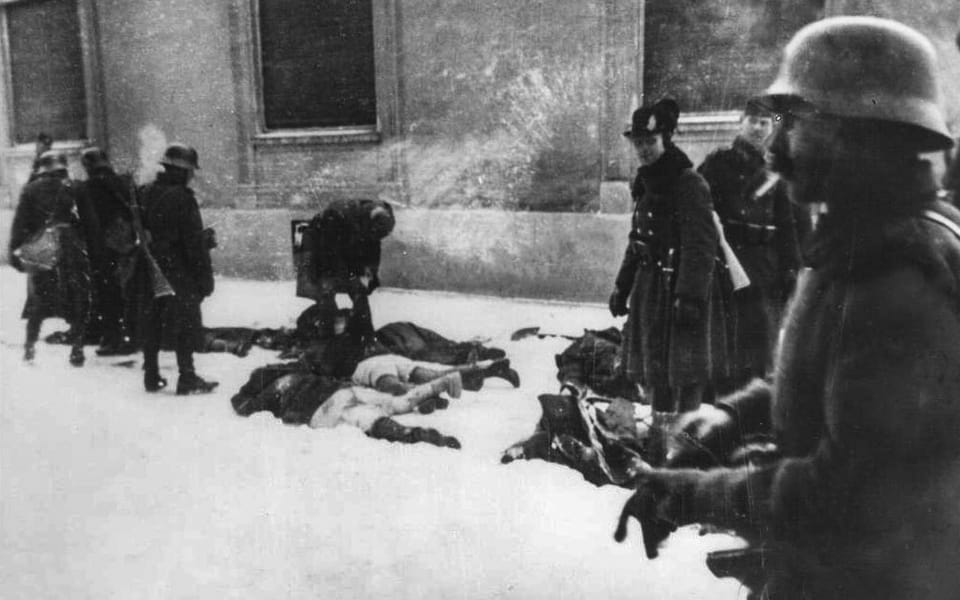 Corpses of killed civilians in the barracks in Novi Sad, Futoška Street, January 1942