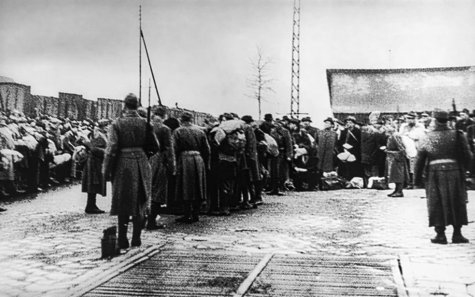 Jews await deportation at the Jozsefvaros train station in Budapest