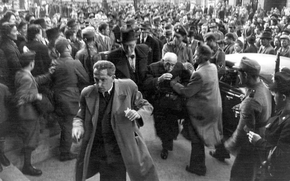 Budapest, Hungary Jews being humiliated by members of the Arrow Cross Party