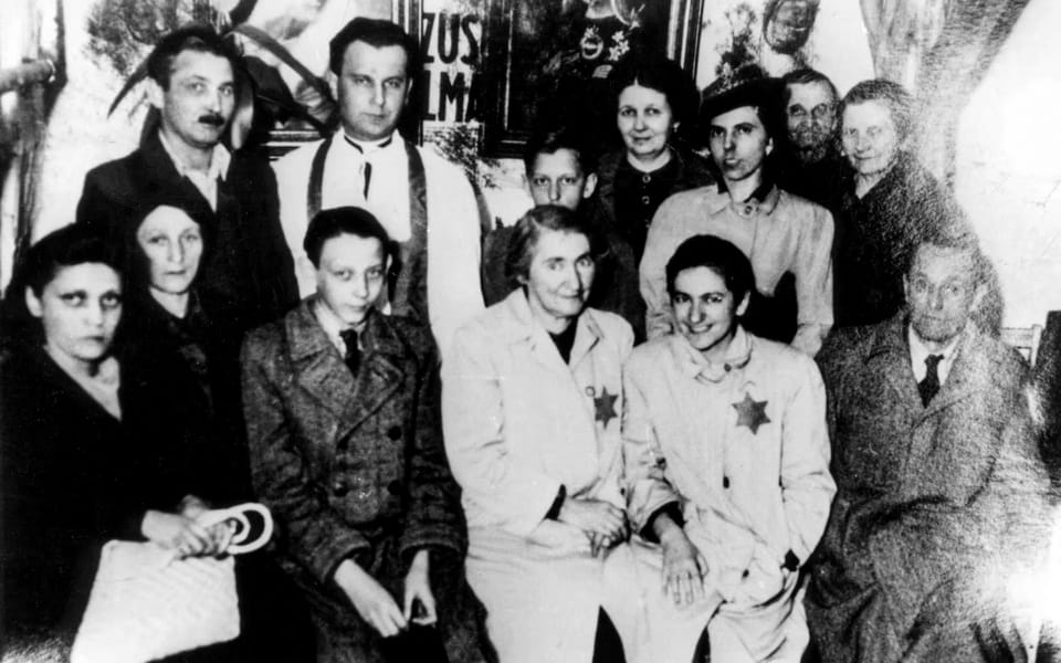Budapest, Hungary, 1944, A group of Jews in the ghetto