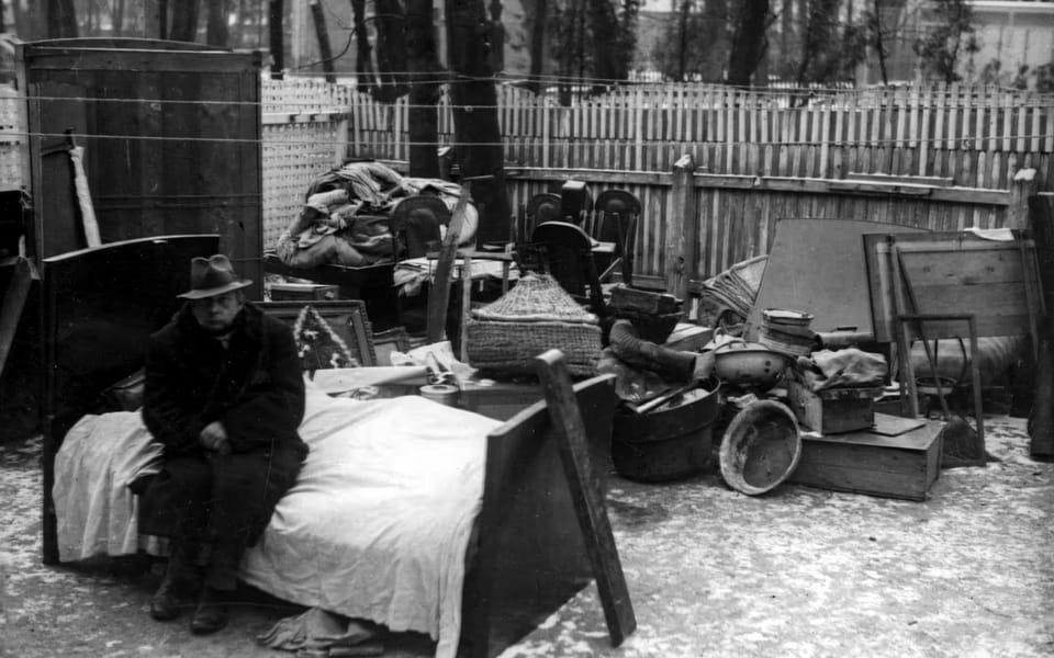 Budapest, Hungary, A homeless Jewish man in the ghetto