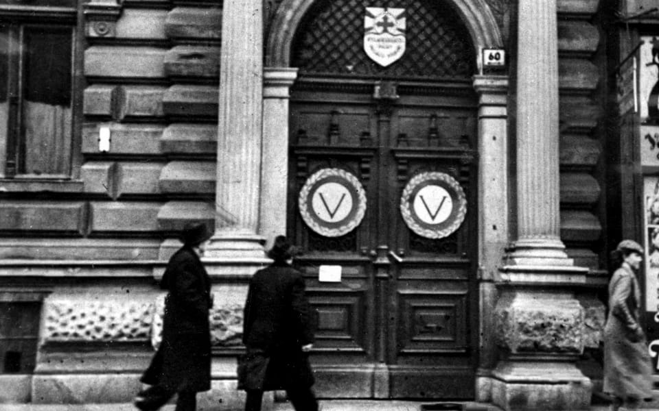 Entrance to the Arrow Cross headquarters at 60 Andrássy Street in Budapest, today the House of Terror museum