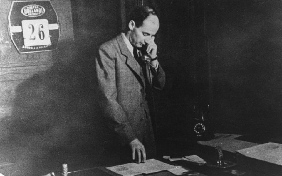 Raoul Wallenberg in his office at the Swedish legation