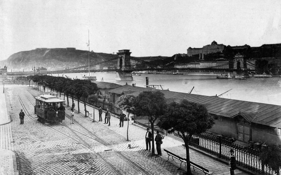Rudolf Wharf at the end of Arany János Street in 1900: the stretch of the Pest quay where the Arrow Cross shot Jews in 1944–1945 and where the Shoes on the Danube Bank stand today