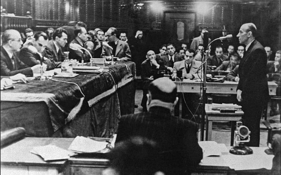 Béla Imredy testifies during his trial